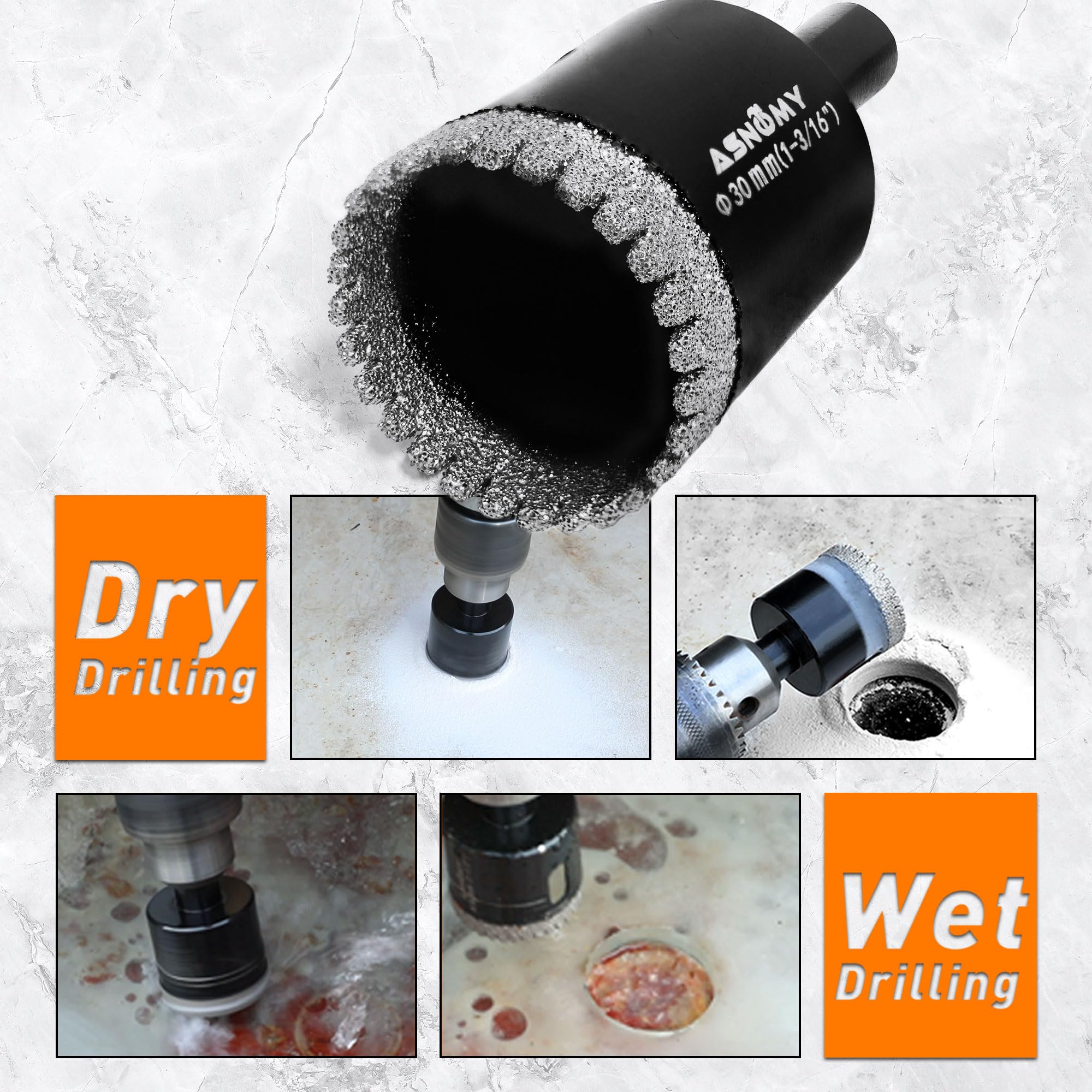 Asnomy 1-3/8 inch saw ensures sharper edges for smooth holes.