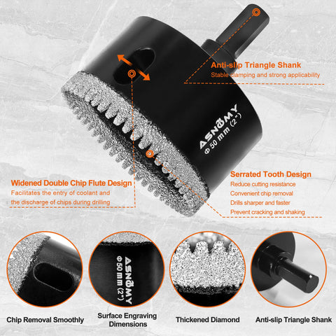 Asnomy 1 inch hole saw for precise openings in ceramic tile work.