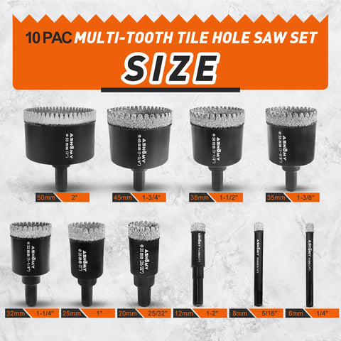 Asnomy diamond hole saw 5/16 inch handles medium size holes smoothly.