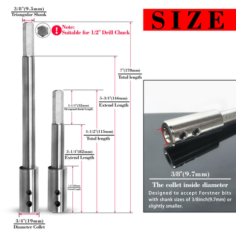 ASNOMY Forstner extension 7in adds deep reach for larger projects