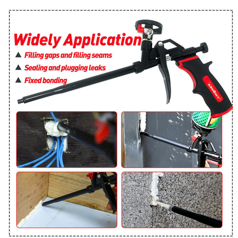 ASNOMY gun in use for sealing gaps around doors and windows.