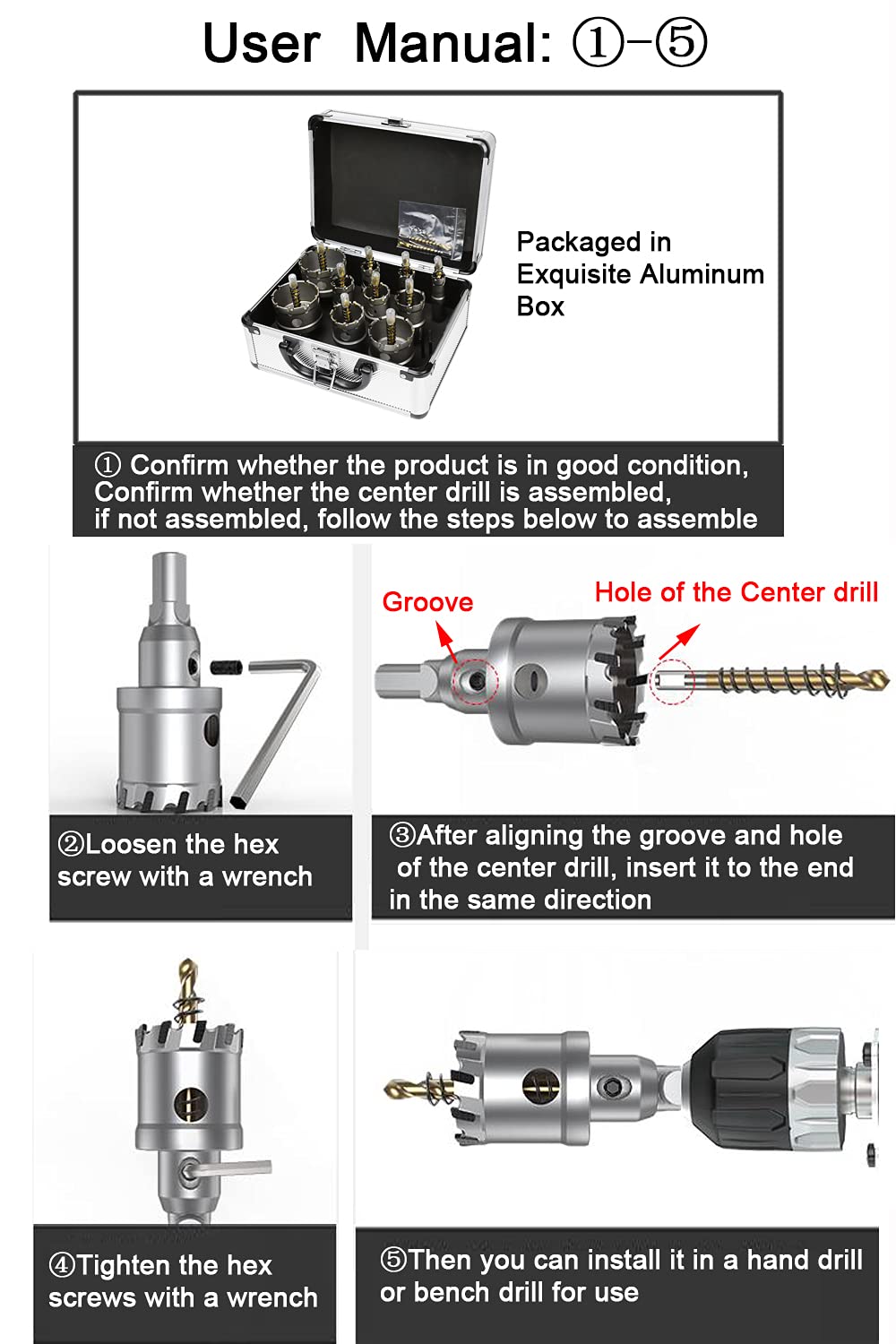 ASNOMY hole saw cuts stainless steel with clean edges