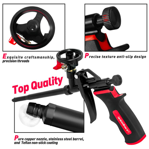 ASNOMY spring-trigger control helps manage foam flow precisely.