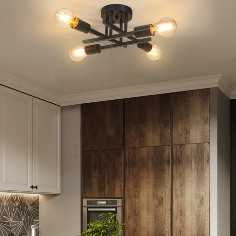Asnxcju 4-light hallway fixture front view illuminates entryway with modern farmhouse style.