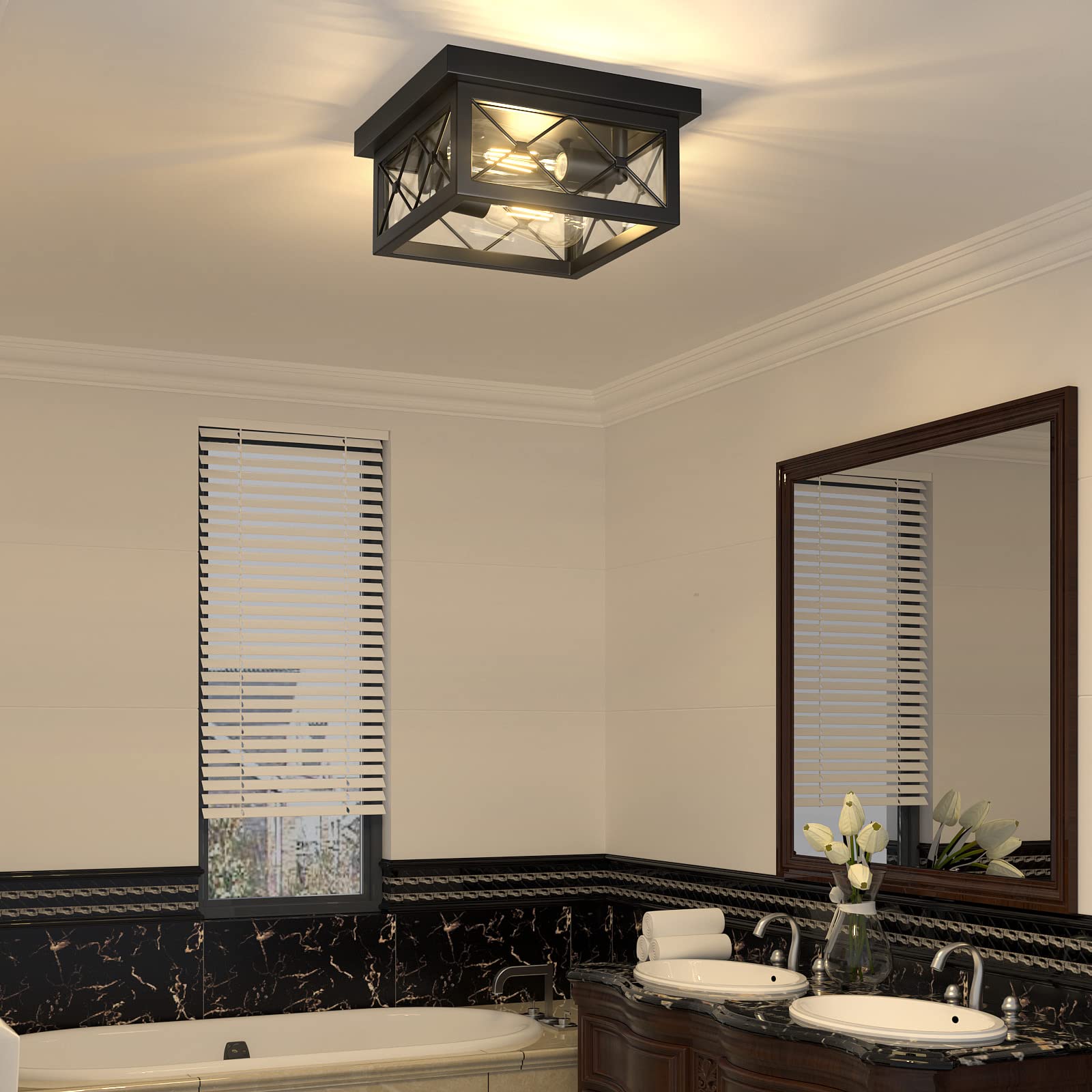 Asnxcju dimmer-compatible ceiling light compatible with LED or incandescent bulbs.