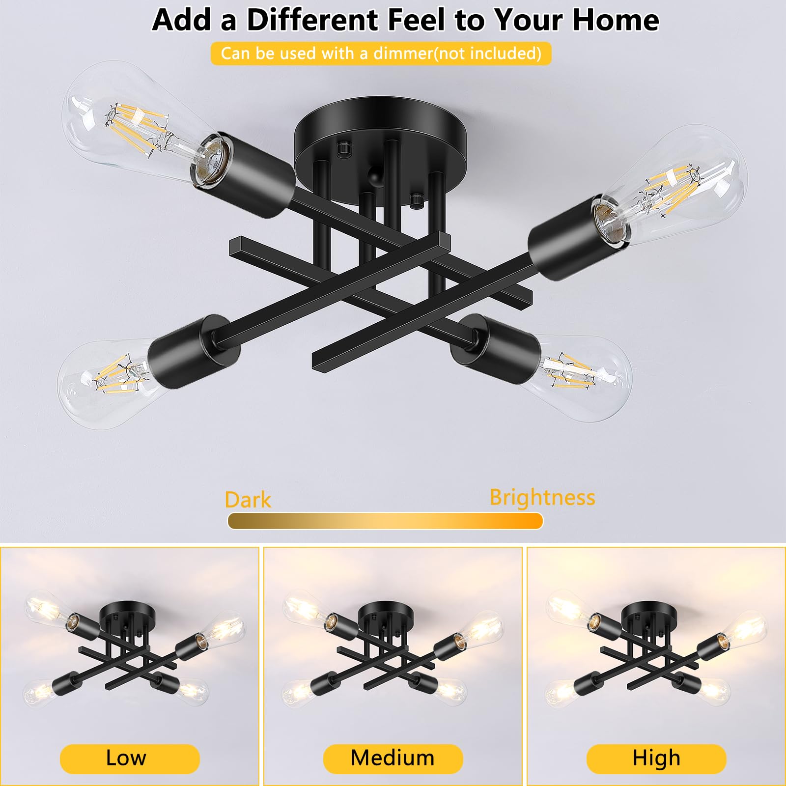 Asnxcju 4-light design provides bright, even illumination ideal for kitchens and foyers.