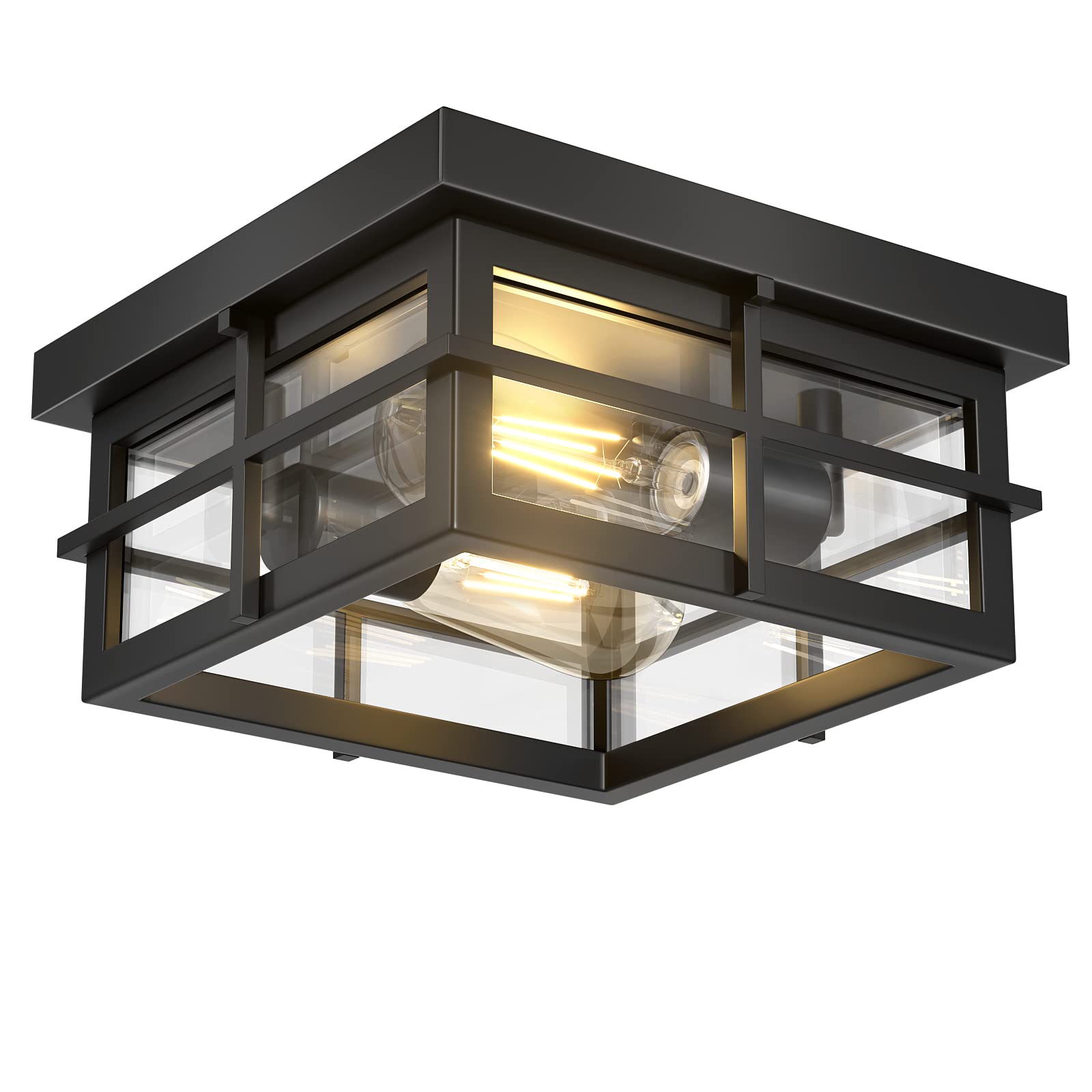 Asnxcju modern outdoor ceiling light with a black finish and two lights for porch illumination