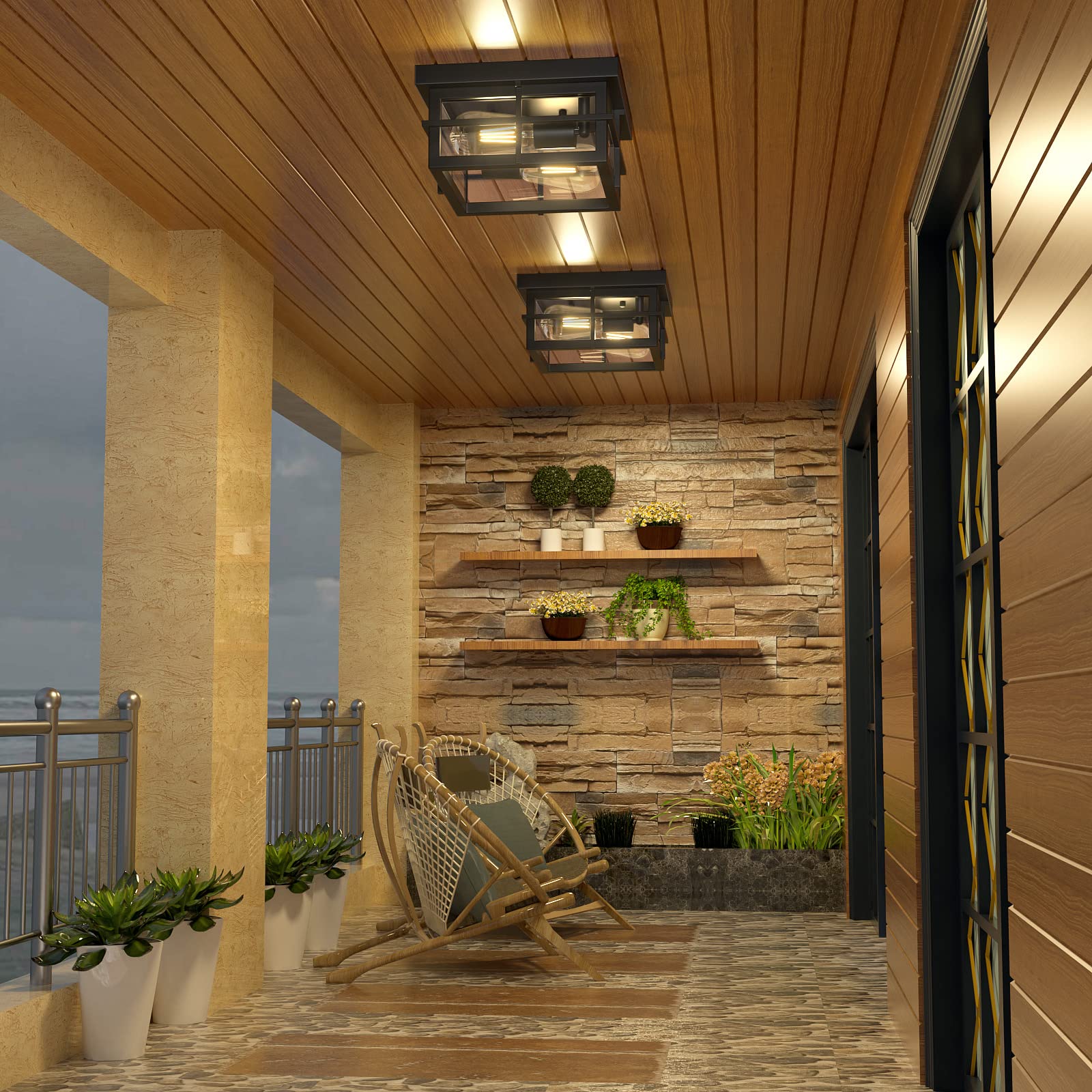 Asnxcju outdoor flush mount under eaves offers reliable durability for patio or entryways