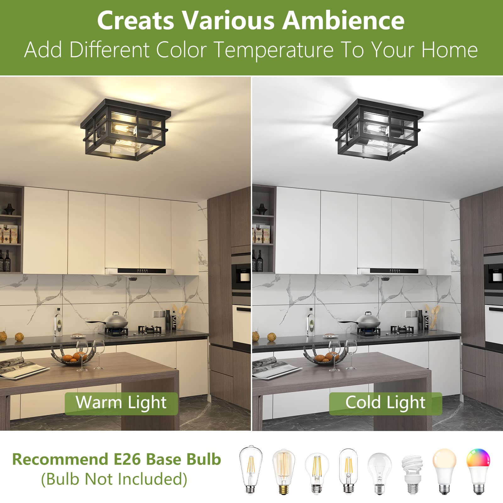 Asnxcju square farmhouse light frame with clear glass adds rustic charm to exterior spaces