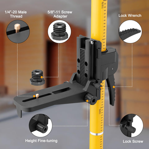 ASOBRIS laser level pole IP54 weatherproof design on a dusty worksite