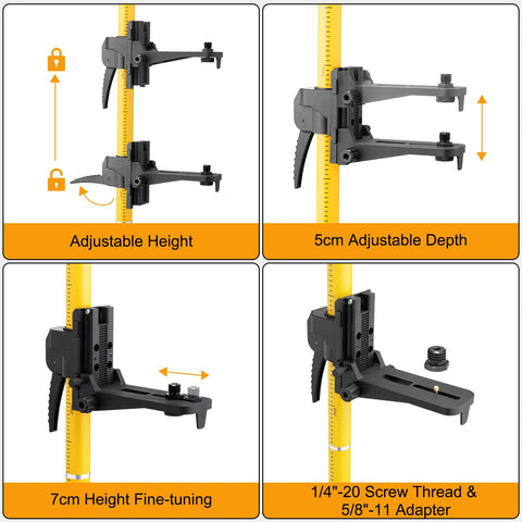 ASOBRIS laser level pole quick-release clamps enabling fast setup