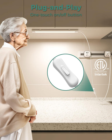 ASOKO 16-inch LED strip on a kitchen cabinet illuminated with 700LM brightness.