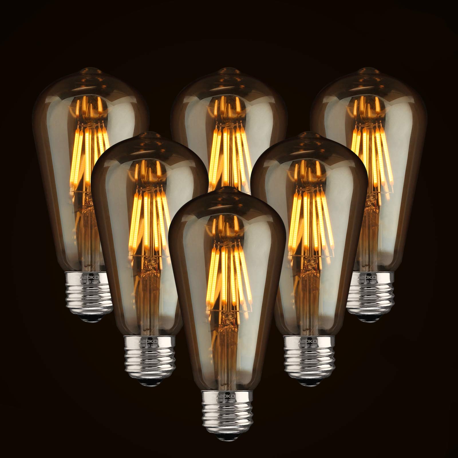 ASOKO LED dimmable vintage bulb with amber glass adds warm ambiance to dining rooms.