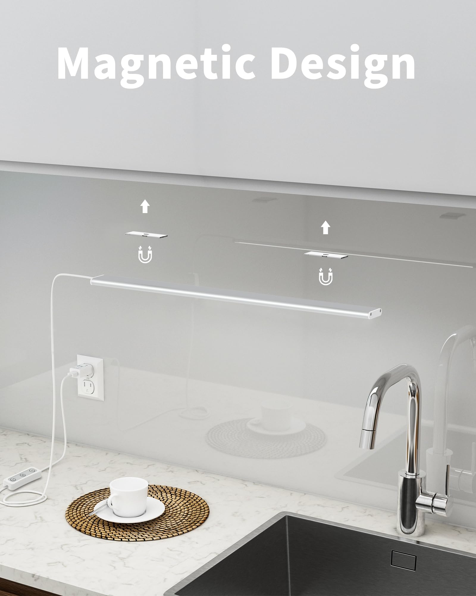 ASOKO magnetic mounting under cabinet for quick, tool-free setup