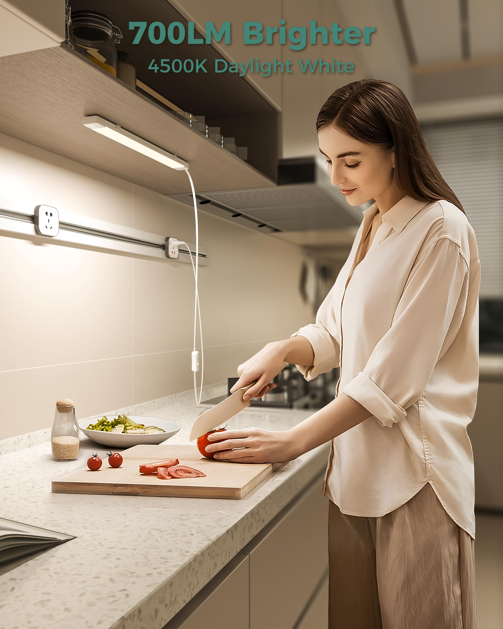 ASOKO plug-and-play LED bar under counter light with easy ON/OFF switch for desks.