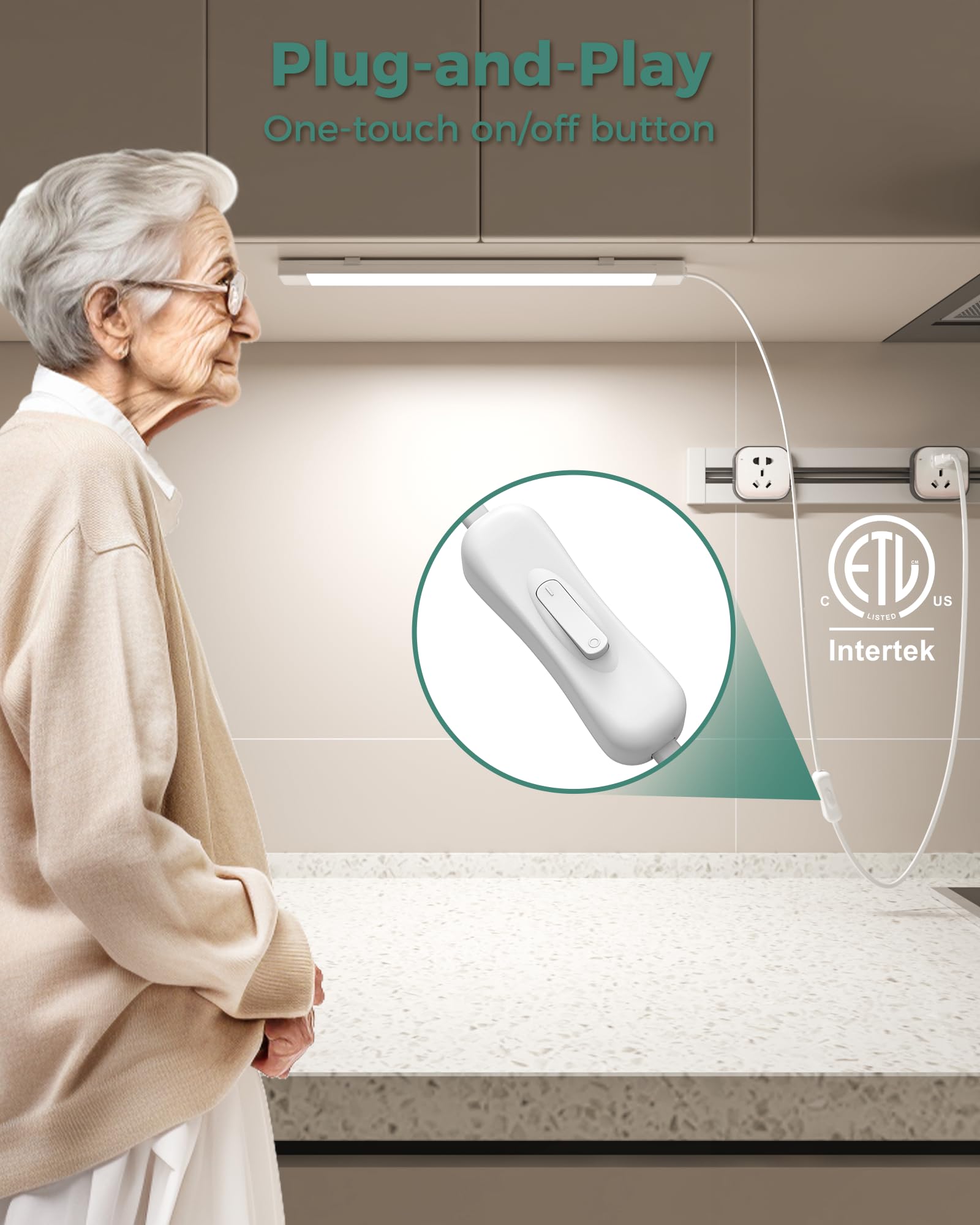 ASOKO plug-and-play LED strip for quick, tool-free installation near workspaces