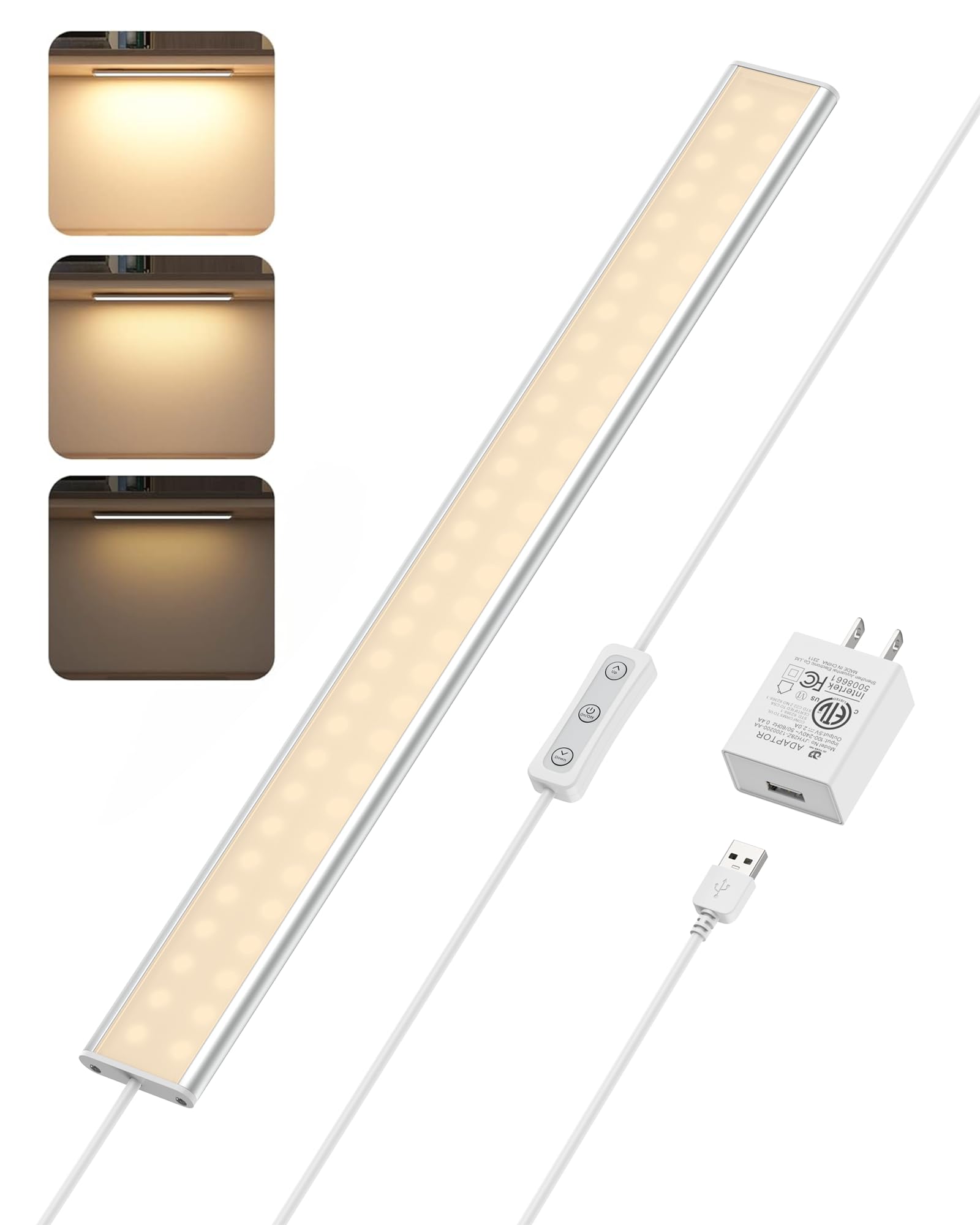 ASOKO under-cabinet light 16-inch illuminating kitchen counters with warm 3000K glow