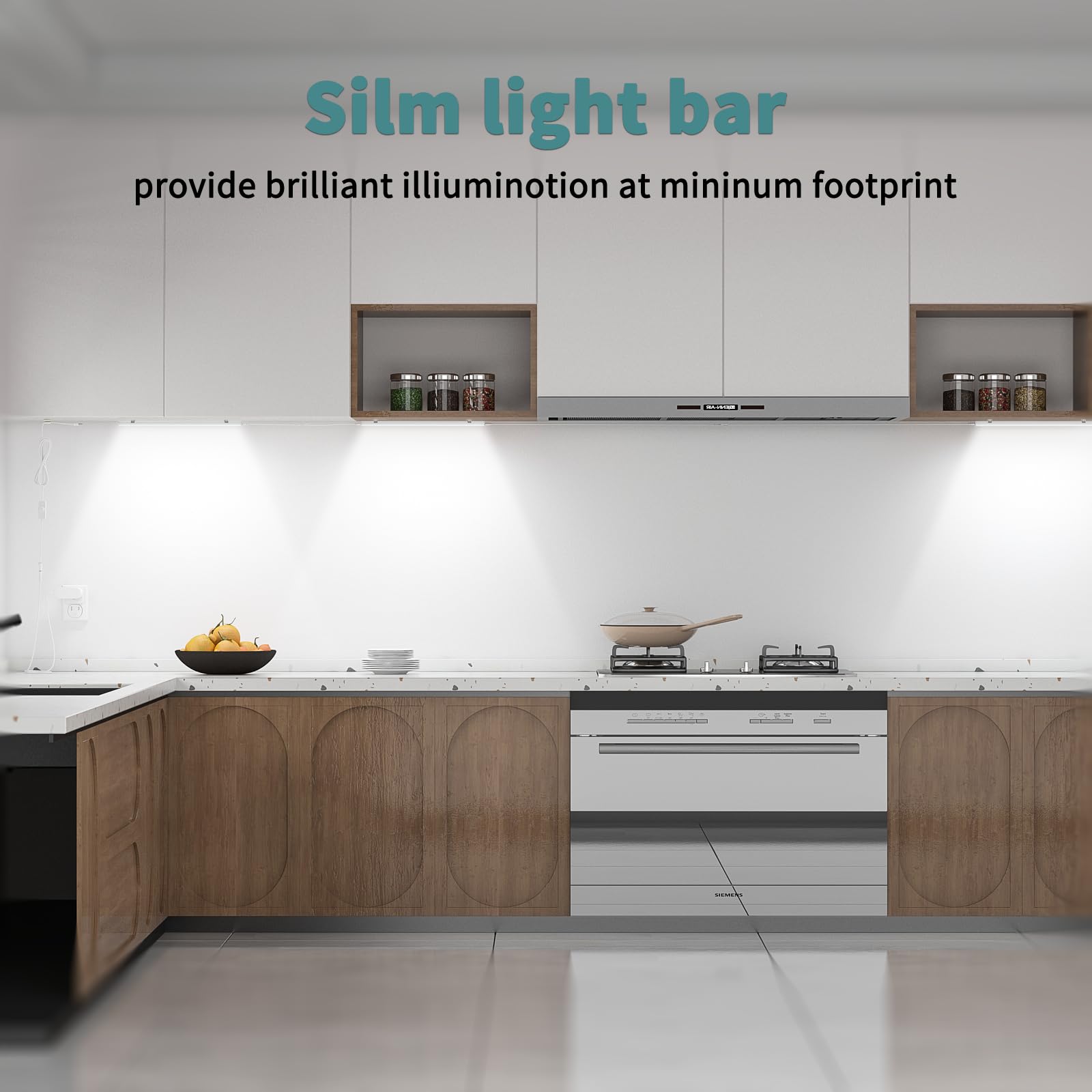 ASOKO UNO-LK three-pack lights arranged on a kitchen shelf