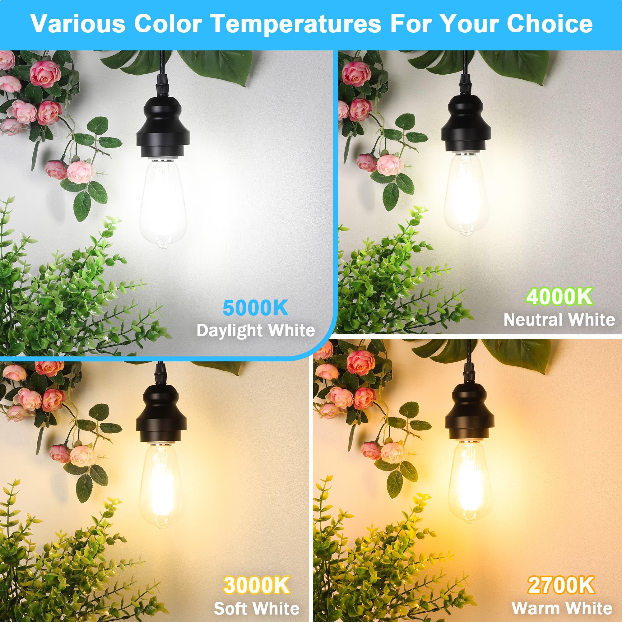 ASOMST 360-degree brightness LED Edison bulb fills spaces evenly