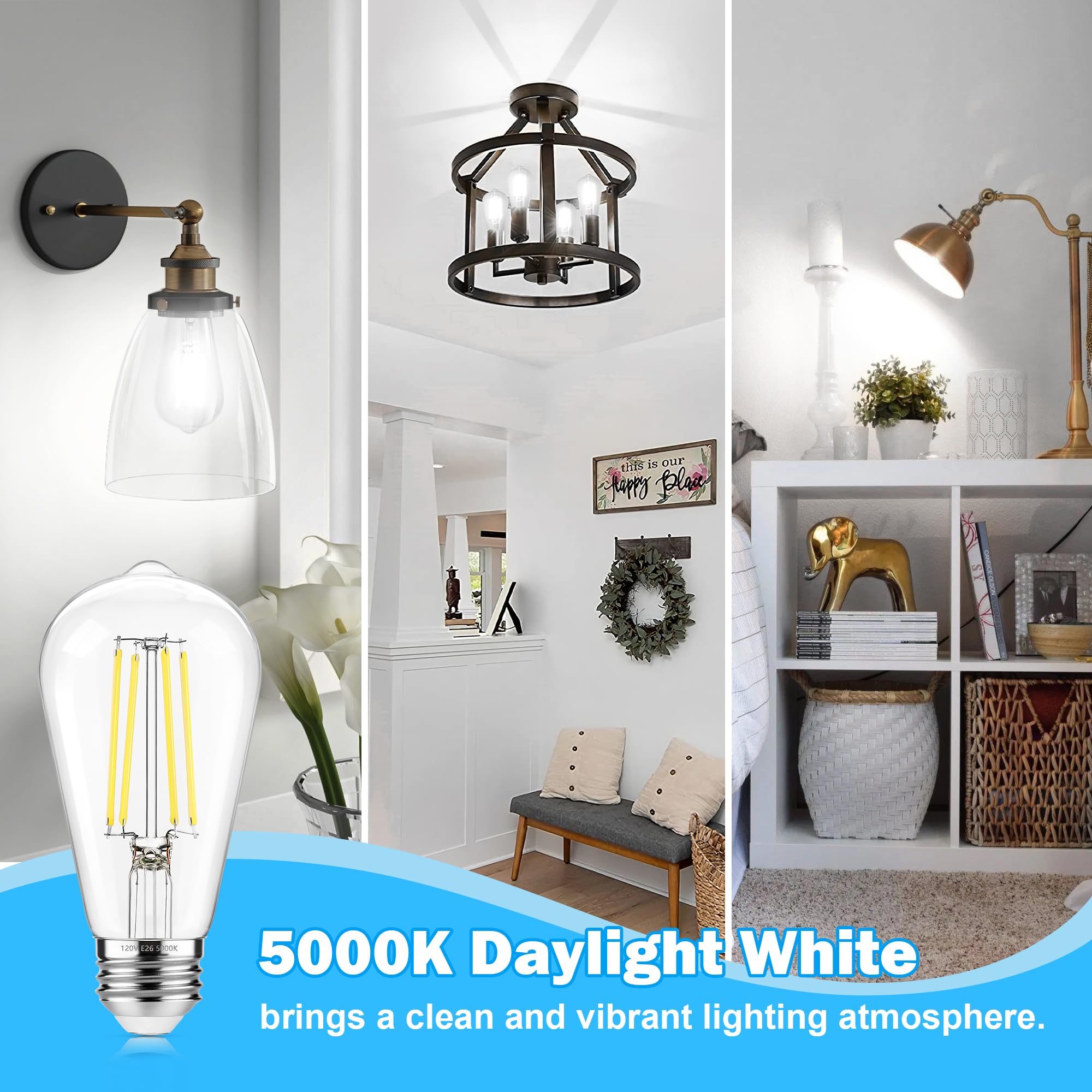 ASOMST 850 lumens Edison bulb delivers bright instant light