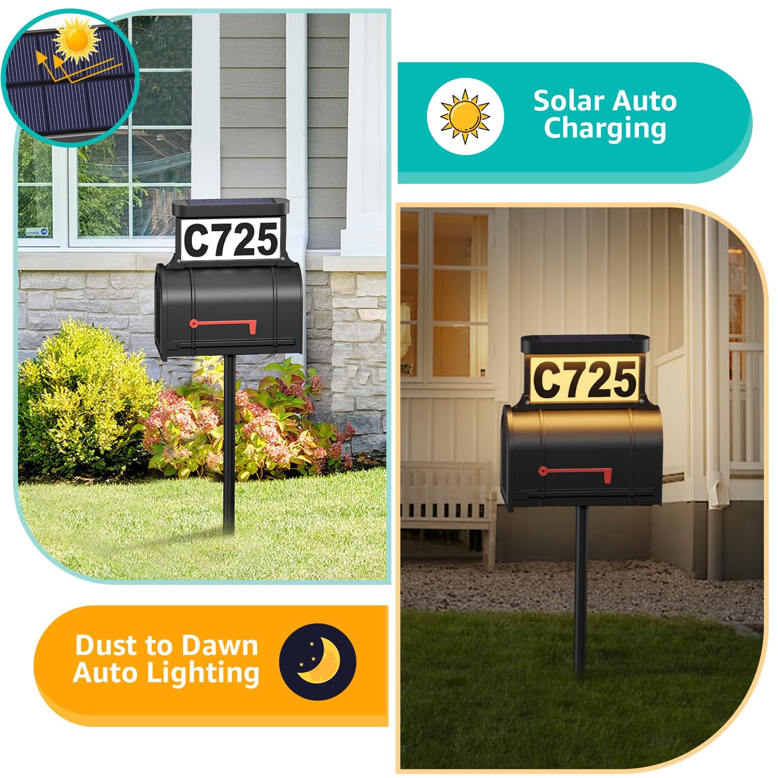 ASOMST solar address sign included DIY stickers for customization