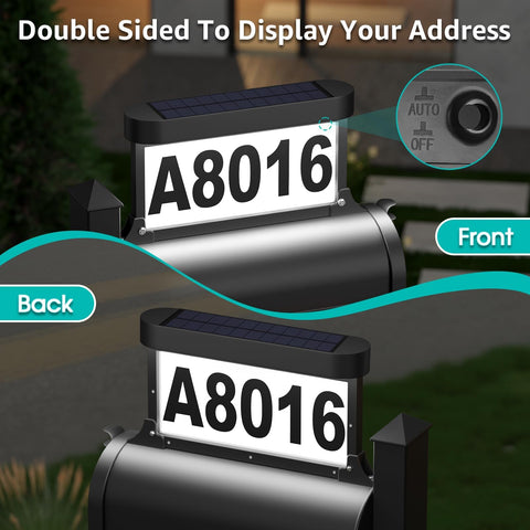 ASOMST solar address sign double sided panel visible from both sides