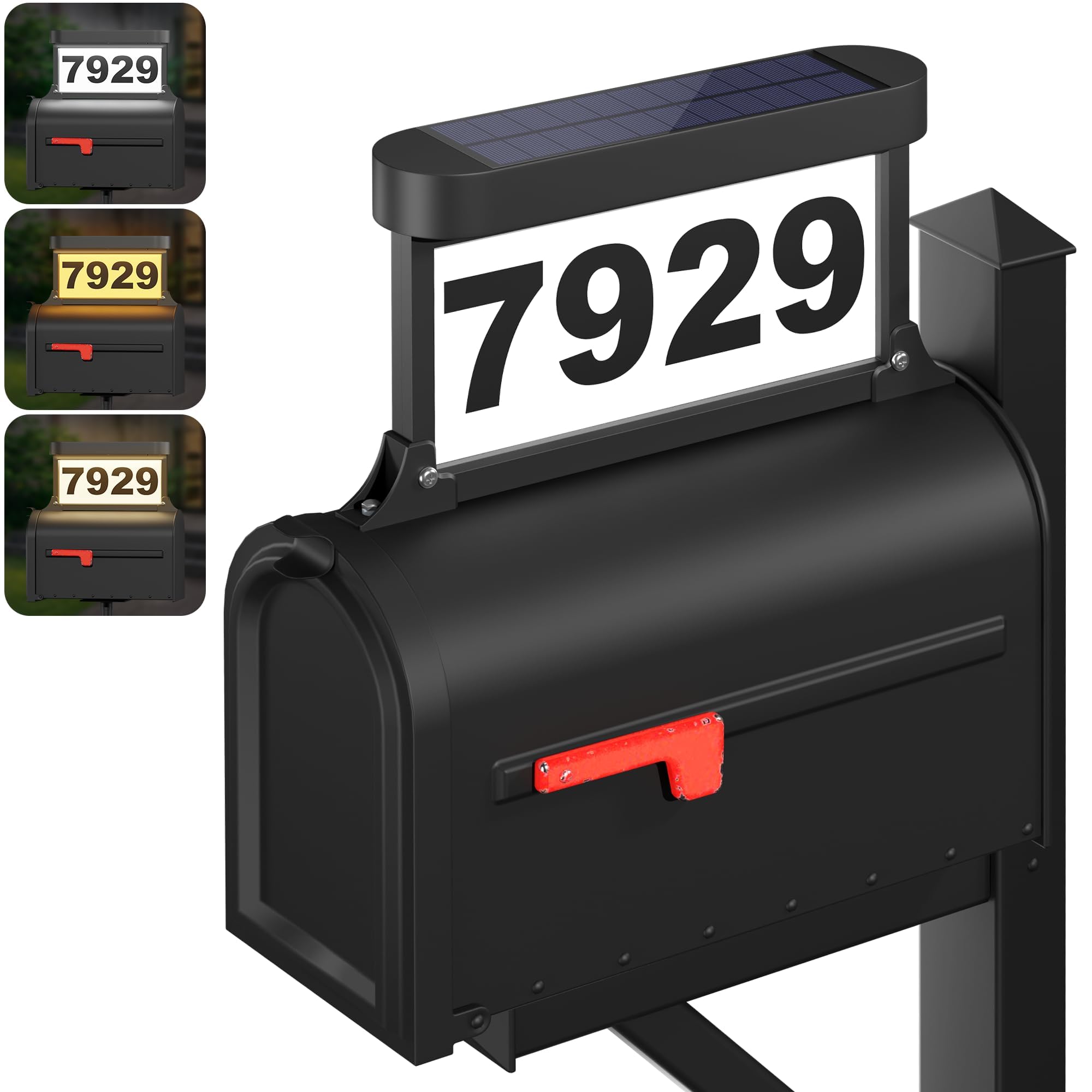 ASOMST solar address sign front view with bright dual illumination for high visibility