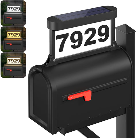 ASOMST solar address sign front view with bright dual illumination for high visibility
