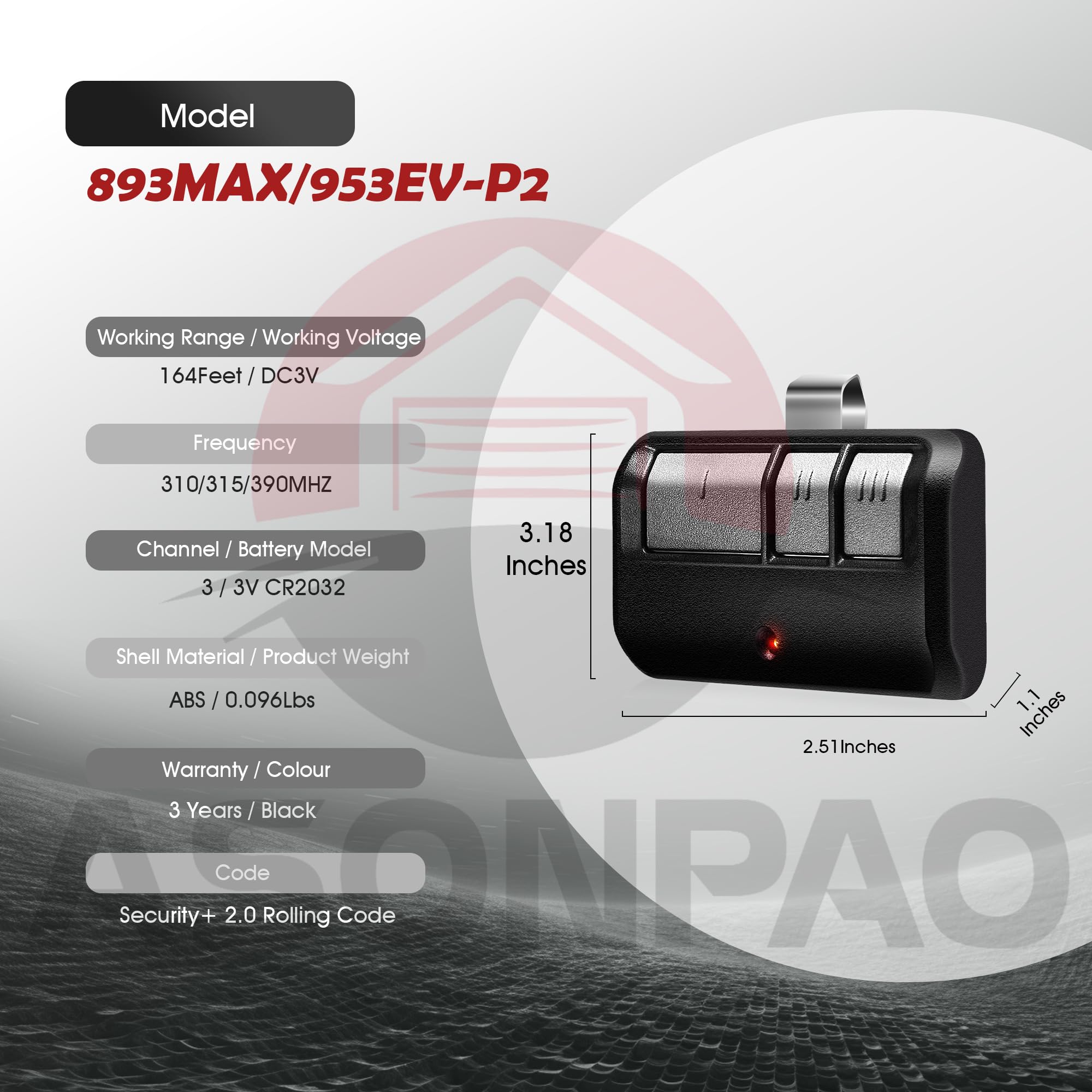 ASONPAO 2X 893Max remote long-lasting 240mAh battery life.