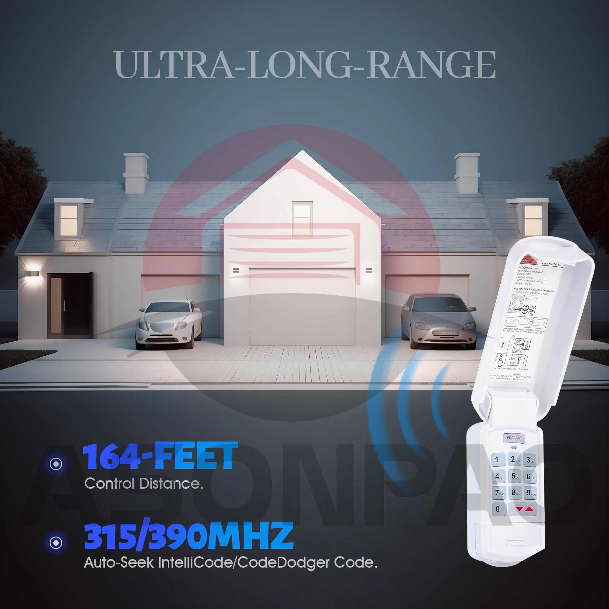 ASONPAO Genie GK-BX keypad lit display for easy night use