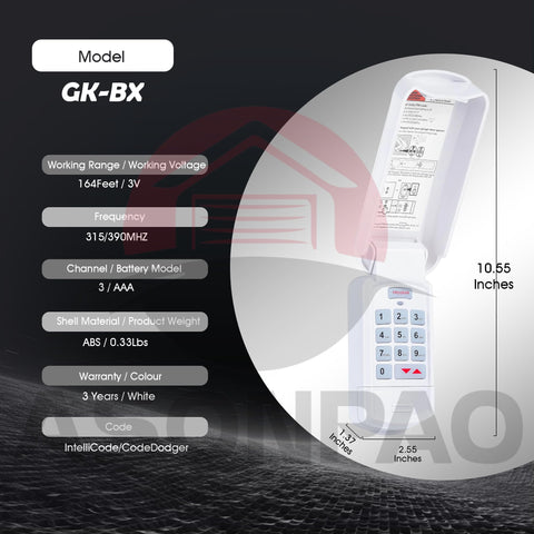ASONPAO Genie GK-BX keypad night light assists in dark garages