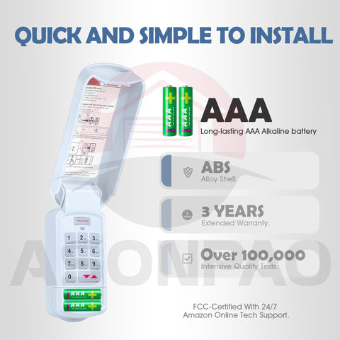 ASONPAO Genie keypad battery compartment with two AAA cells
