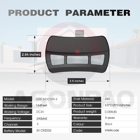 ASONPAO Genie remote car visor clip for convenient access.