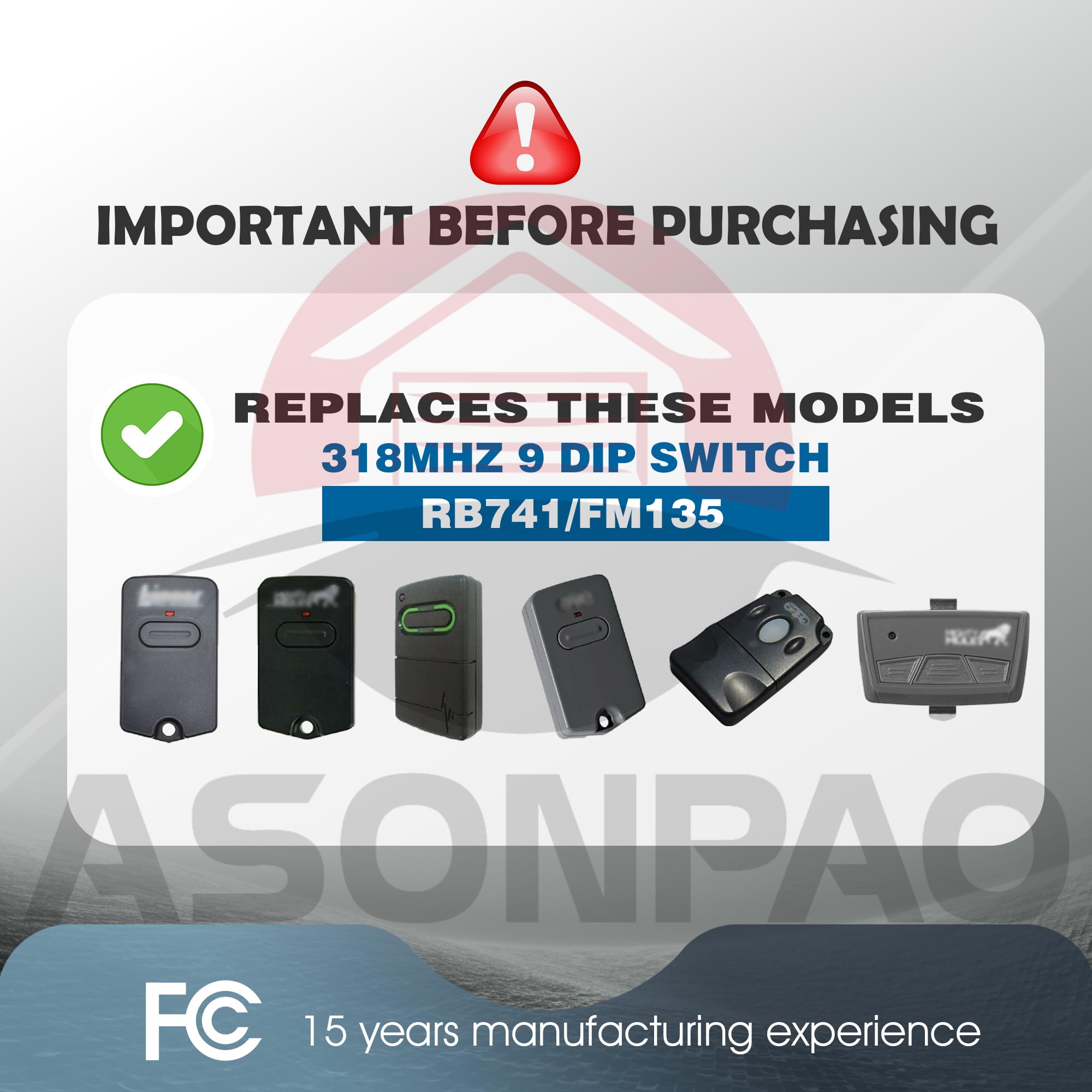 ASSONPAO GTO opener compatibility remote covers many models for secure gate control.