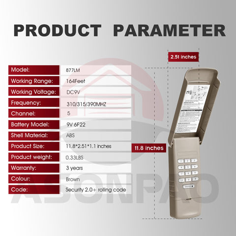 ASONPAO LiftMaster 877LM keypad installation guide for quick setup