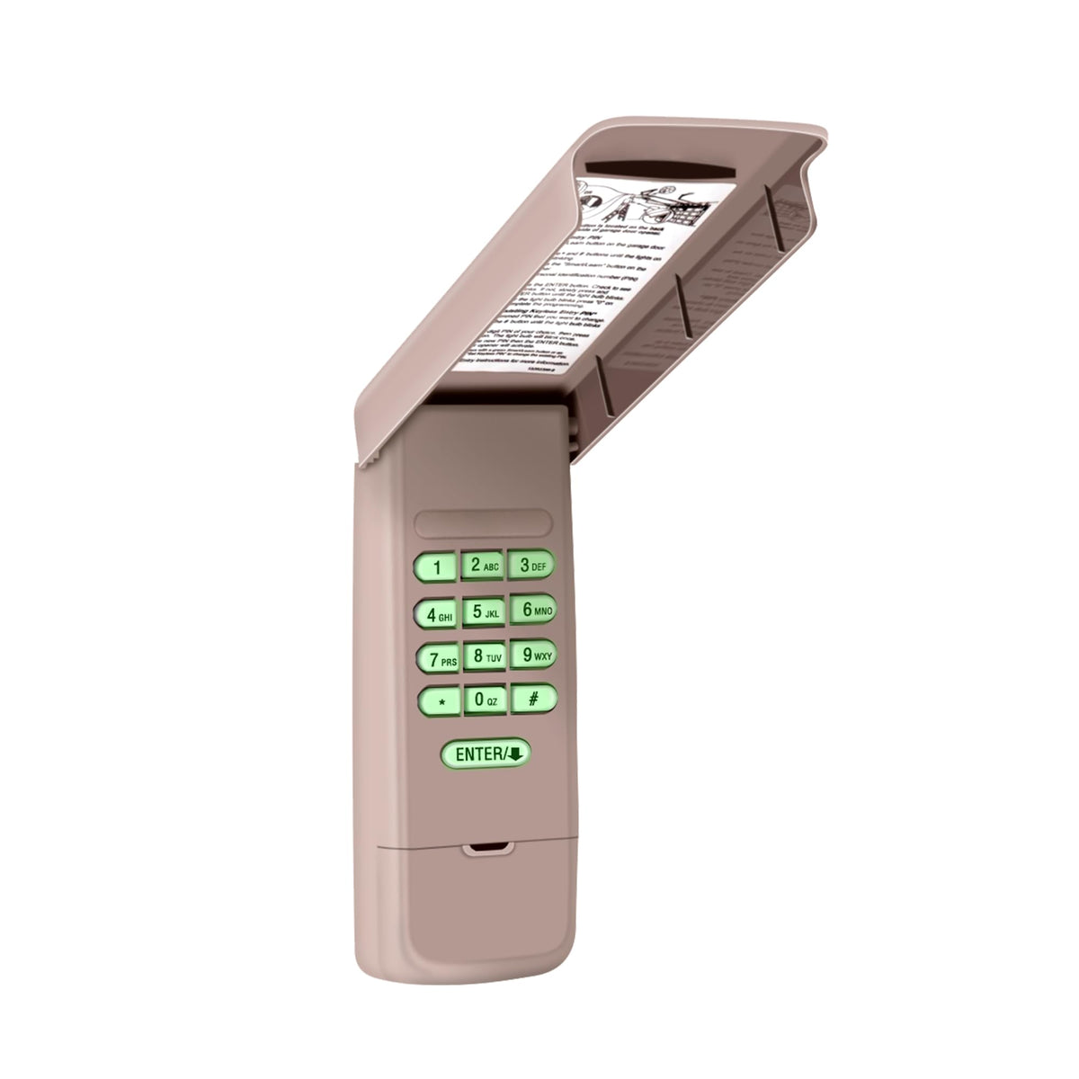 ASONPAO LiftMaster 877Max keypad close-up showing secure rolling-code technology