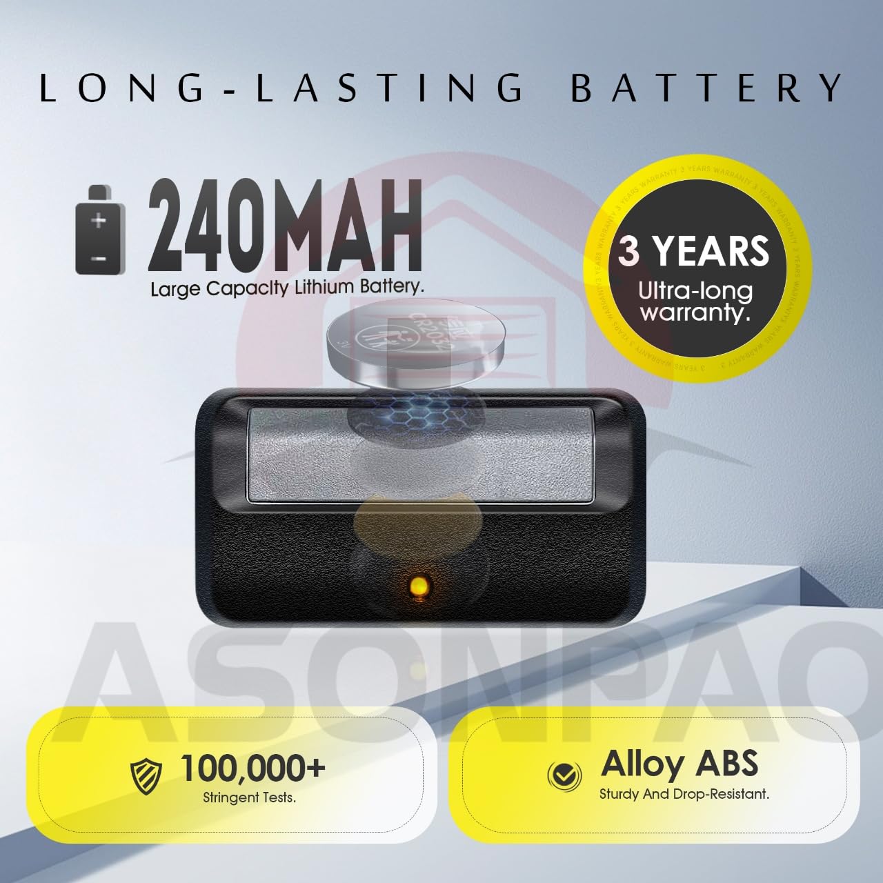 ASONPAO LiftMaster 891LM remote side view, compact visor clip design