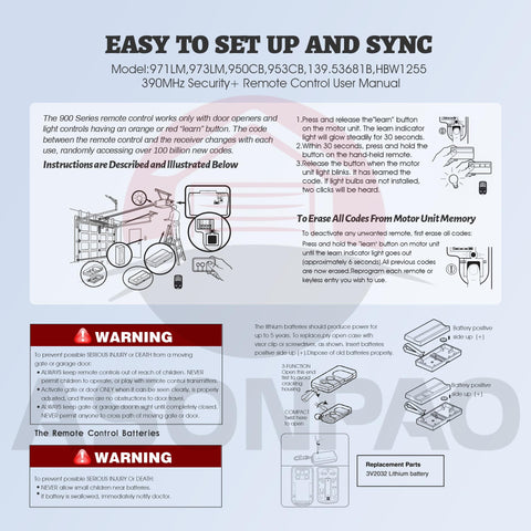 ASONPAO LiftMaster 971LM remote in-car use, ready for quick garage access
