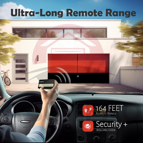 ASONPAO LiftMaster 971LM rolling-code graphic, illustrates enhanced security features