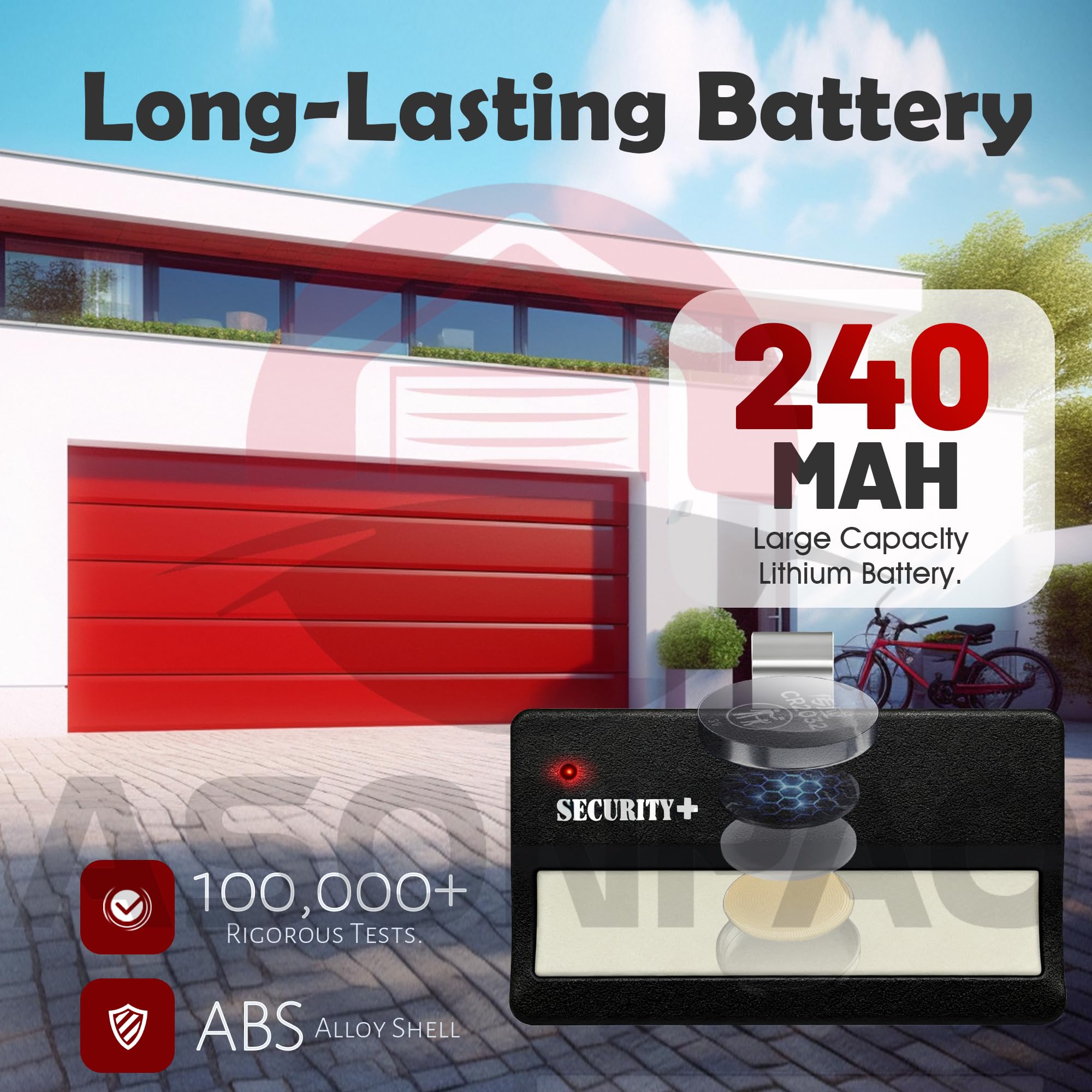 ASONPAO LiftMaster 971LM remote side view, durable ABS housing for daily handling