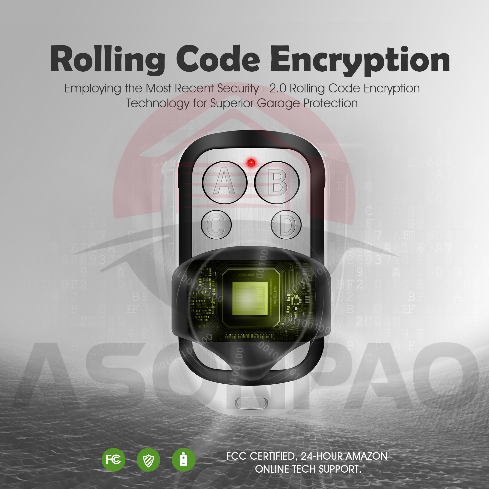 ASONPAO LiftMaster remote battery compartment, designed for long-life power.