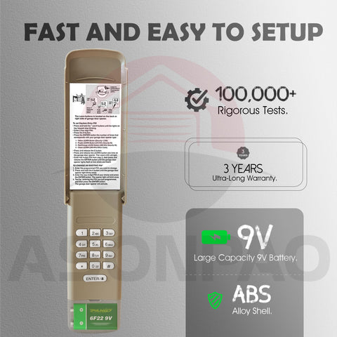 ASONPAO LiftMaster universal compatibility illustration with multiple brands