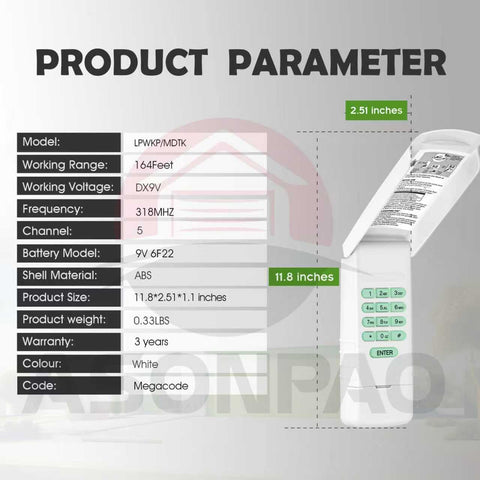ASONPAO Megacode Keypad installation setup guide graphic.