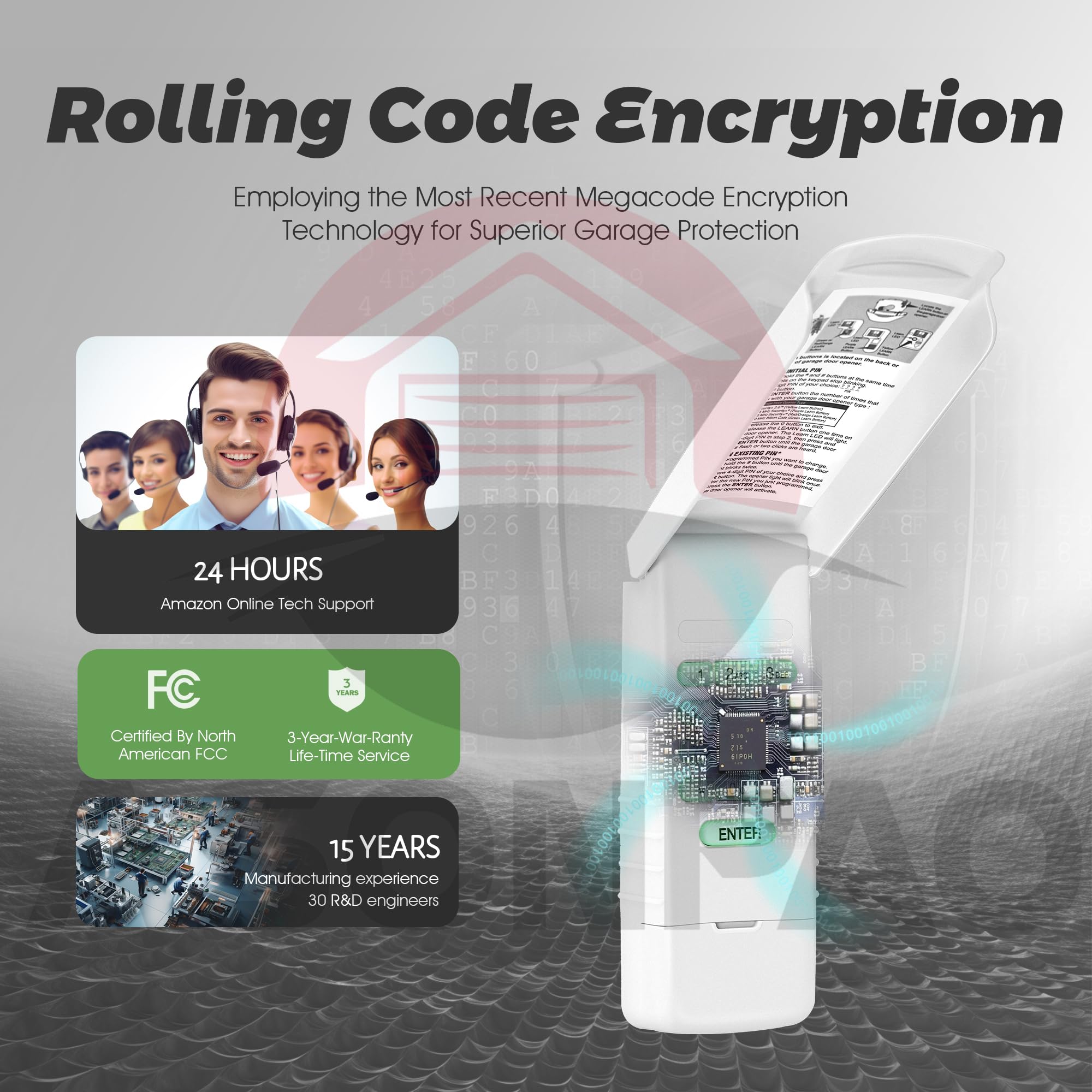 ASONPAO Megacode Keypad night light on improves visibility at night.