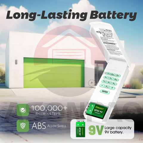 ASONPAO Megacode Keypad mounted on a garage door for easy entry.