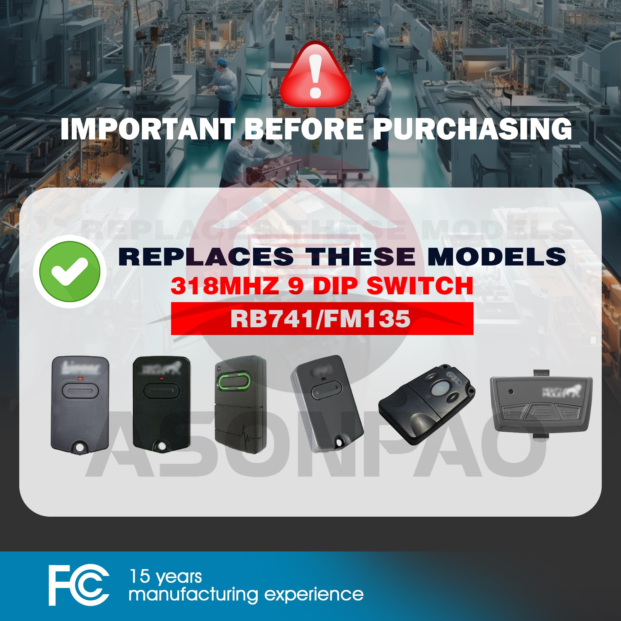 ASONPAO Mighty Mule remote FM135 back view, rugged ABS shell for daily use.