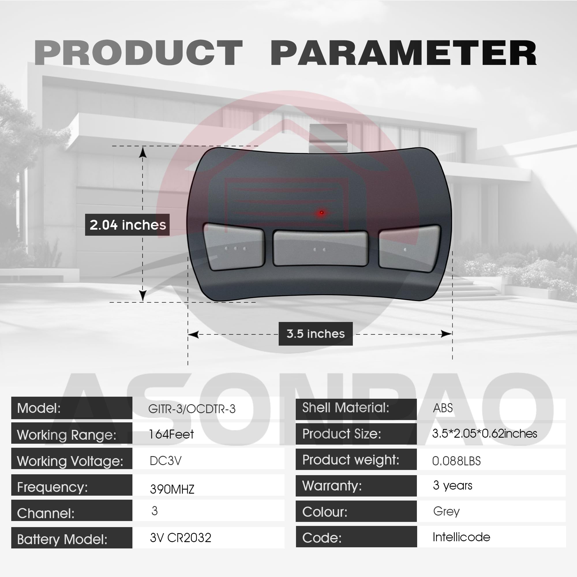 ASONPAO OCDTR-3 remote auto-seek rolling code feature illustration.