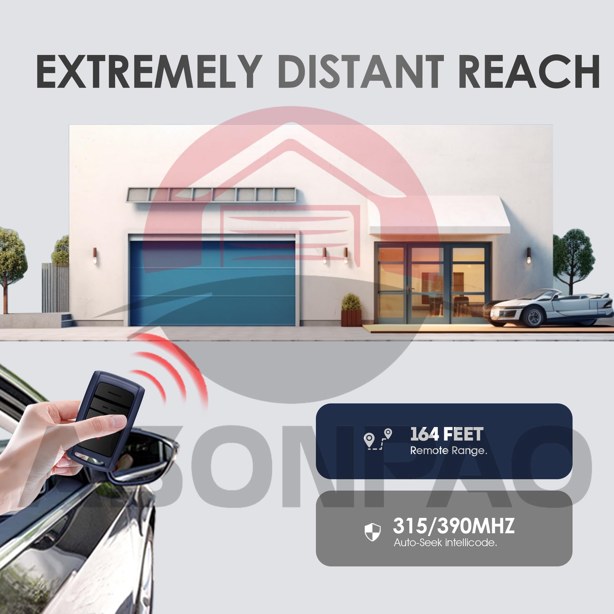 ASONPAO universal compatibility with 1997–present garage door openers.