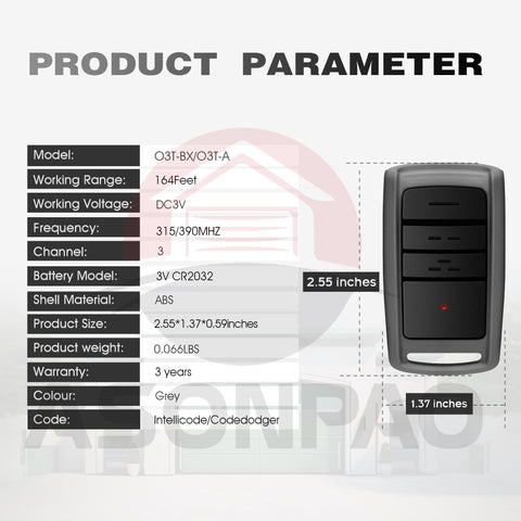 ASONPAO universal compatibility covers major brands like LiftMaster and Chamberlain