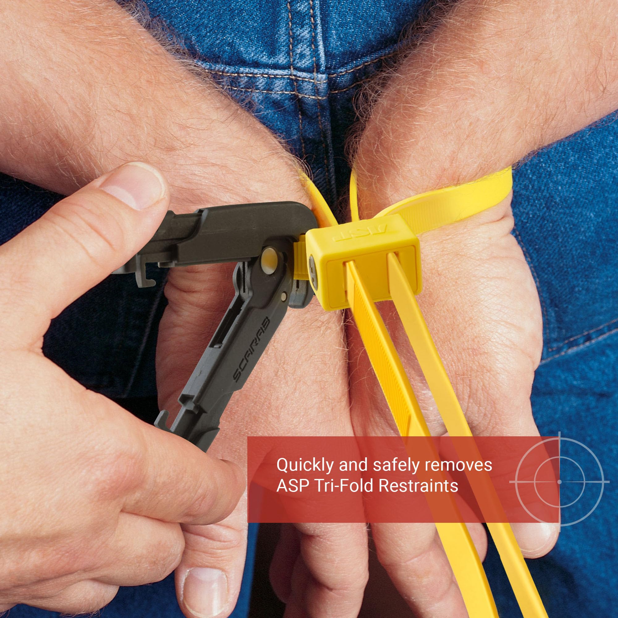 ASP Scarab Cutter for disposable cuffs removal; precise cuts without overreach.